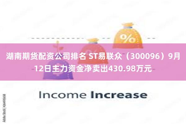 湖南期货配资公司排名 ST易联众（300096）9月12日主力资金净卖出430.98万元